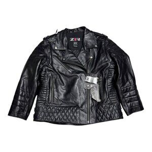 Z1R Genuine Leather Motorcycle Biker Zip-Off Sleeves Vest Bomber Jacket NWT 3XL